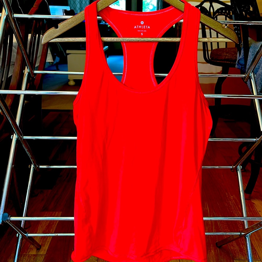 Athleta orange red Athletic T Back Tank Top S